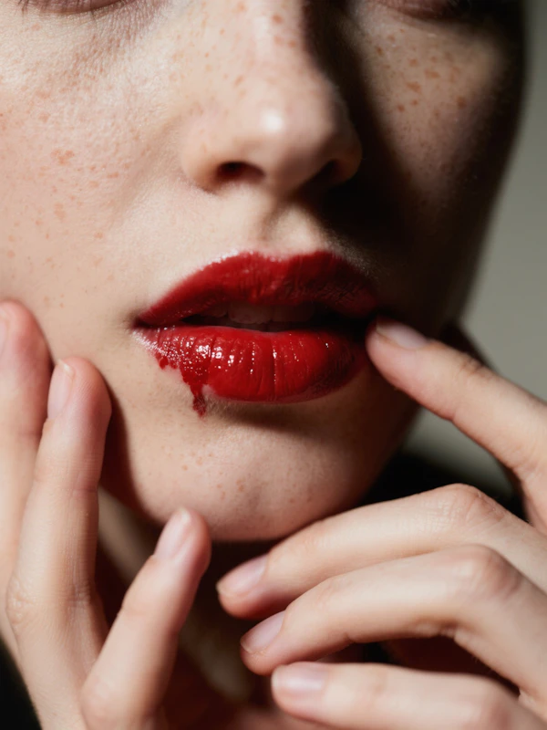 Close-Up of Lips and Hands