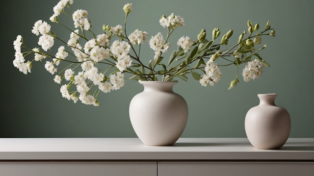 Minimalist Ceramic Vases with Flowers