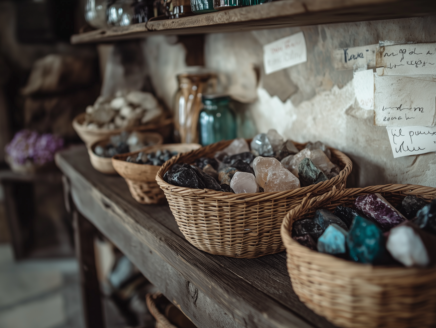 Rustic Stone and Crystal Display