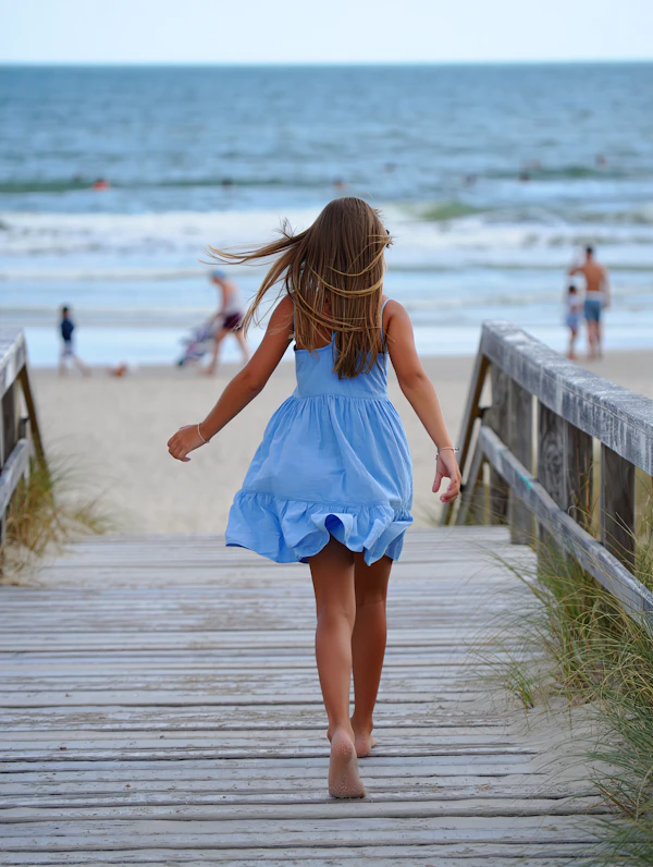 Girl on Beach Boardwalk