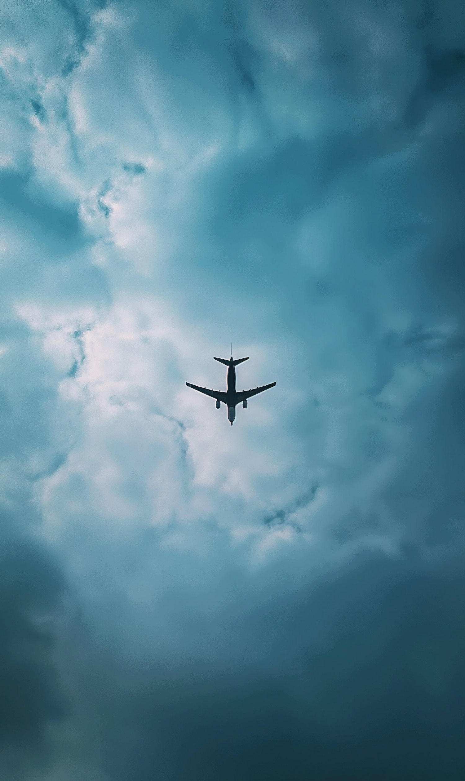 Soaring Airplane Against Dramatic Sky