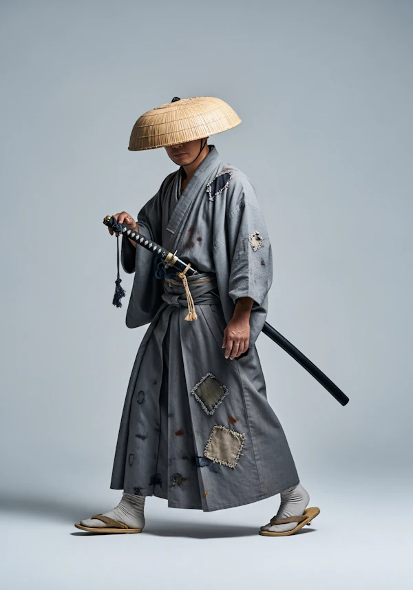 Samurai in Gray Kimono