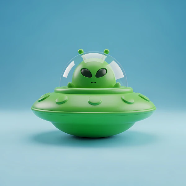 Cute Alien in Saucer