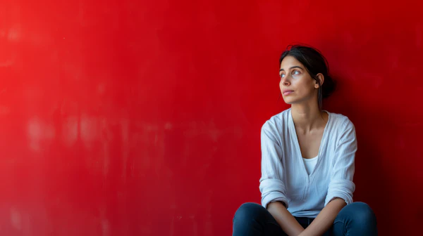 Contemplative Serenity in Red
