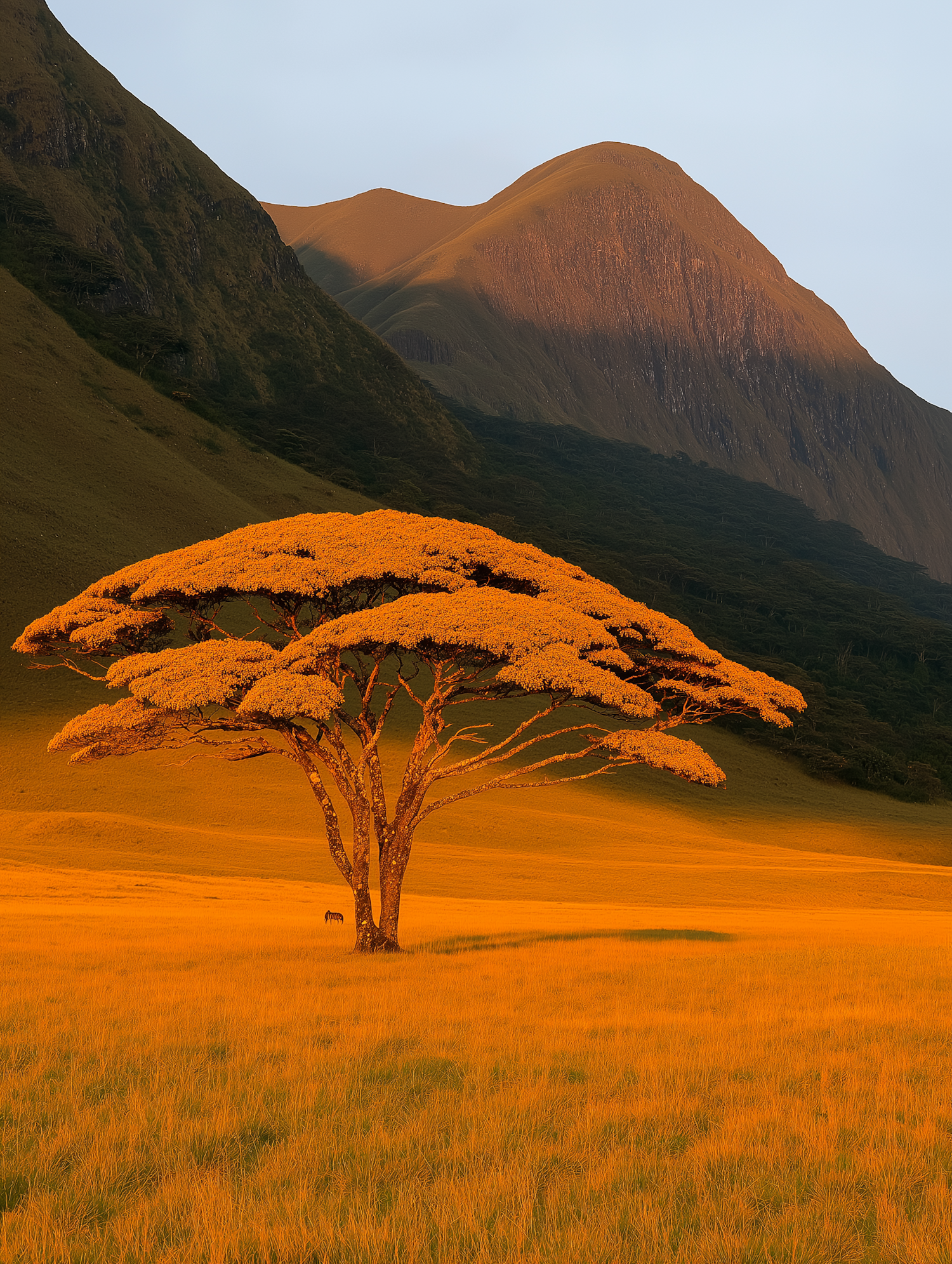 Majestic Landscape with Tree and Zebra