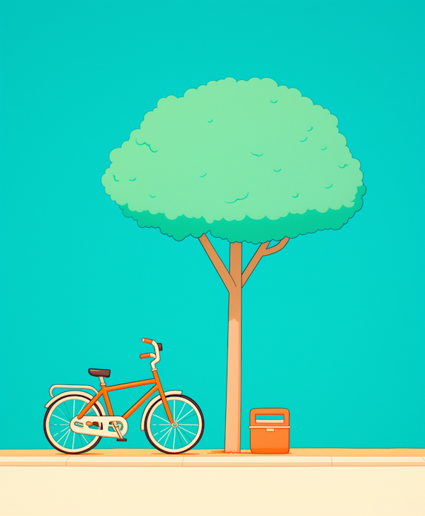 Bicycle and Tree Illustration