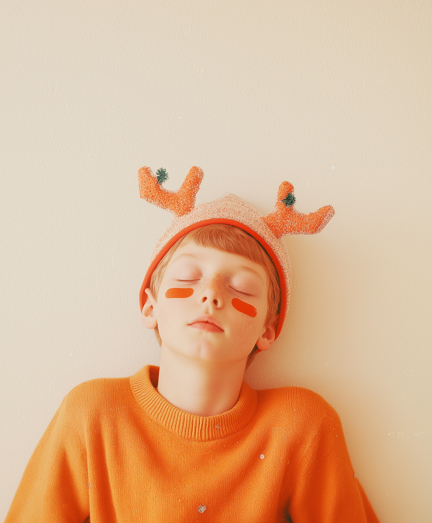 Peaceful Child with Antler Hat