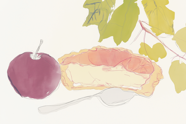 Elegant Pie and Apple Illustration