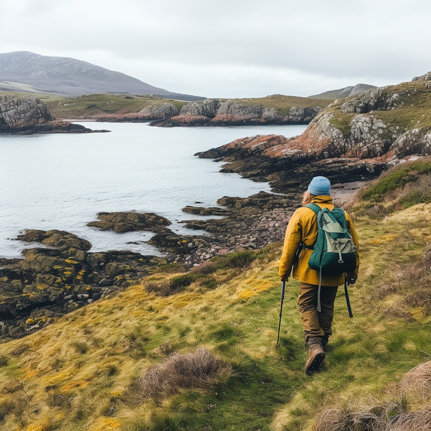 Contemplative Coastal Trekker