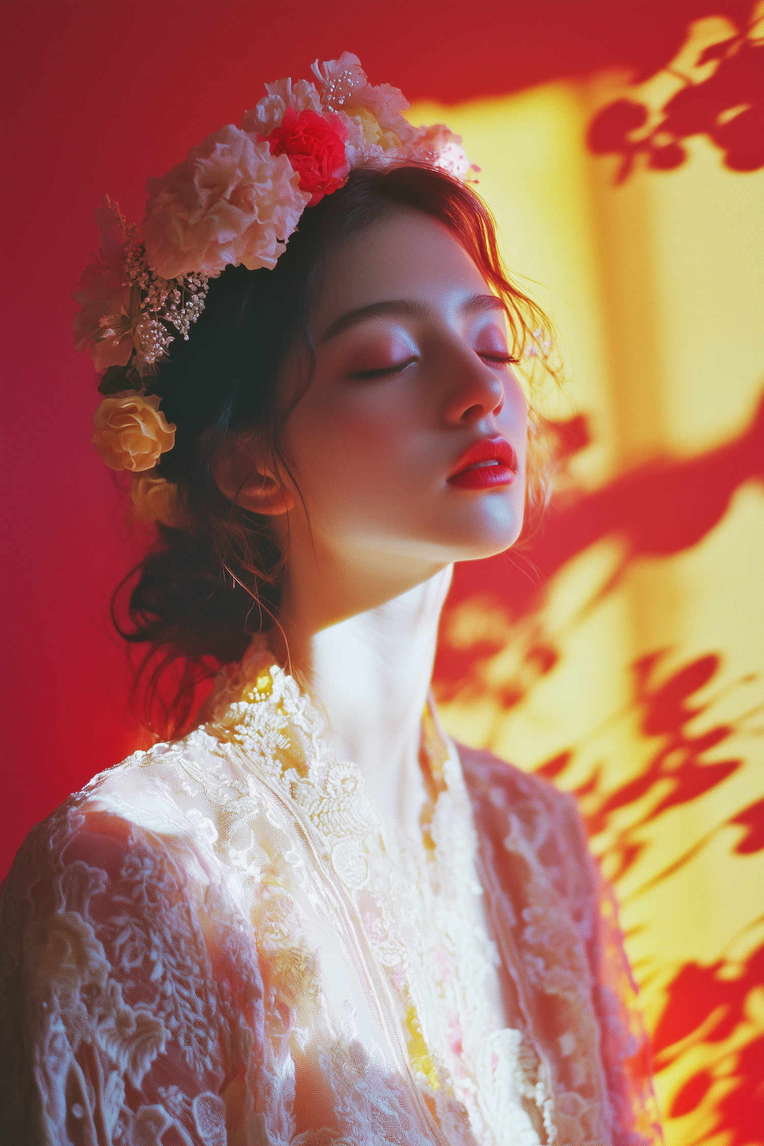 Serene Woman with Floral Crown