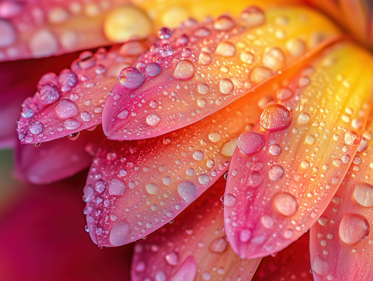 Close-up of Flower Petals with Water Droplets