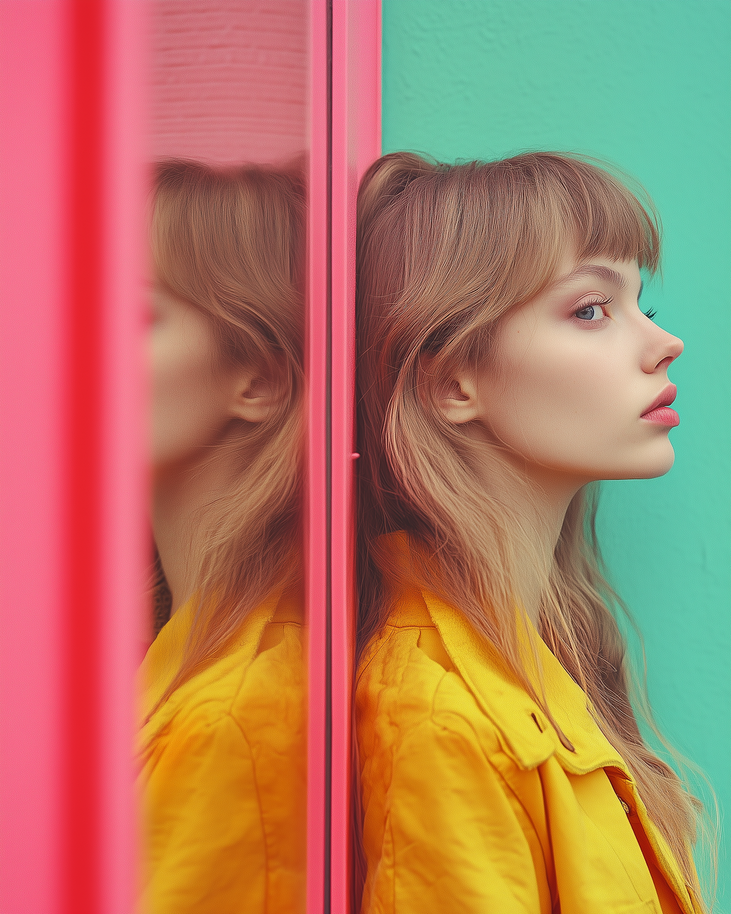 Contemplative Woman in Vibrant Setting