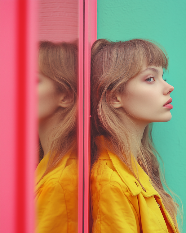 Contemplative Woman in Vibrant Setting