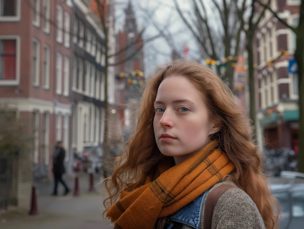 Contemplative Young Woman in Urban Setting