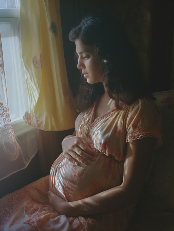 Maternal Contemplation in Warm Light