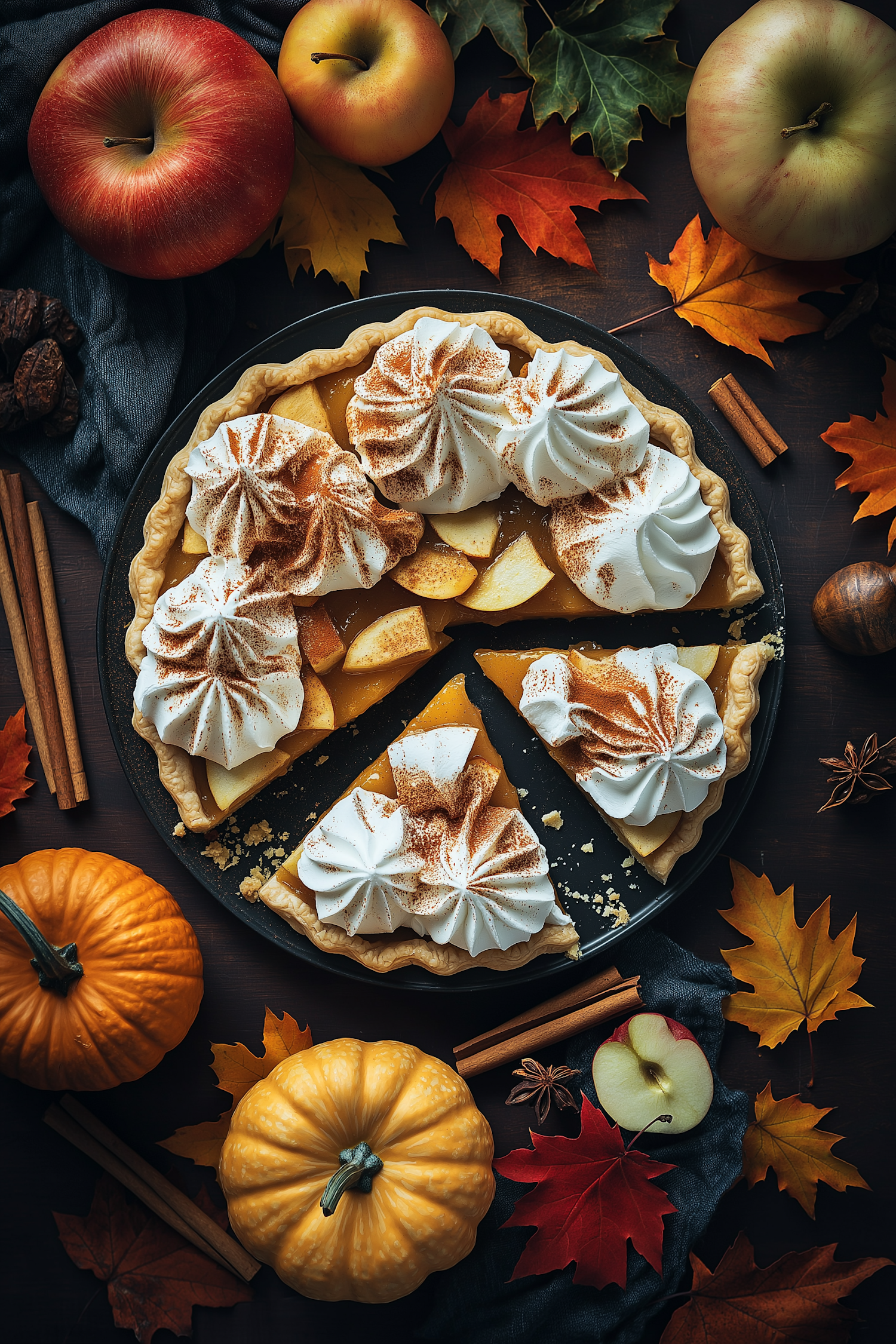 Autumn-Themed Pie Scene