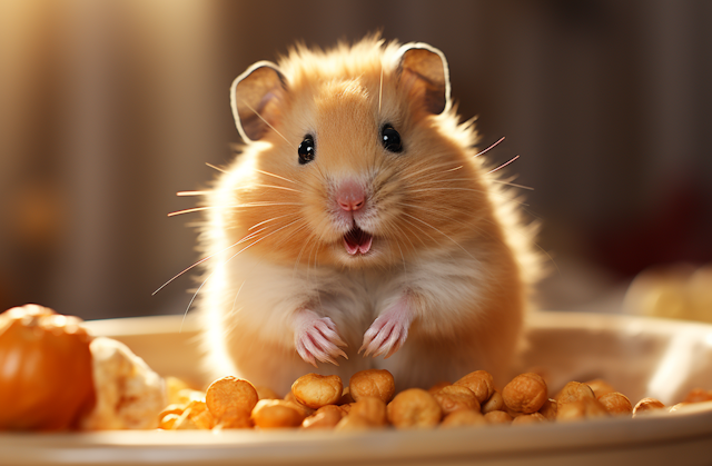 Delighted Hamster Amidst Feast