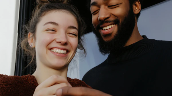 Smiling Duo Close-Up