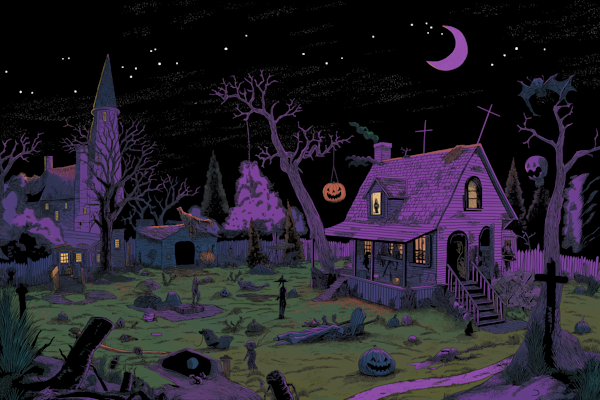 Spooky Halloween Graveyard Scene