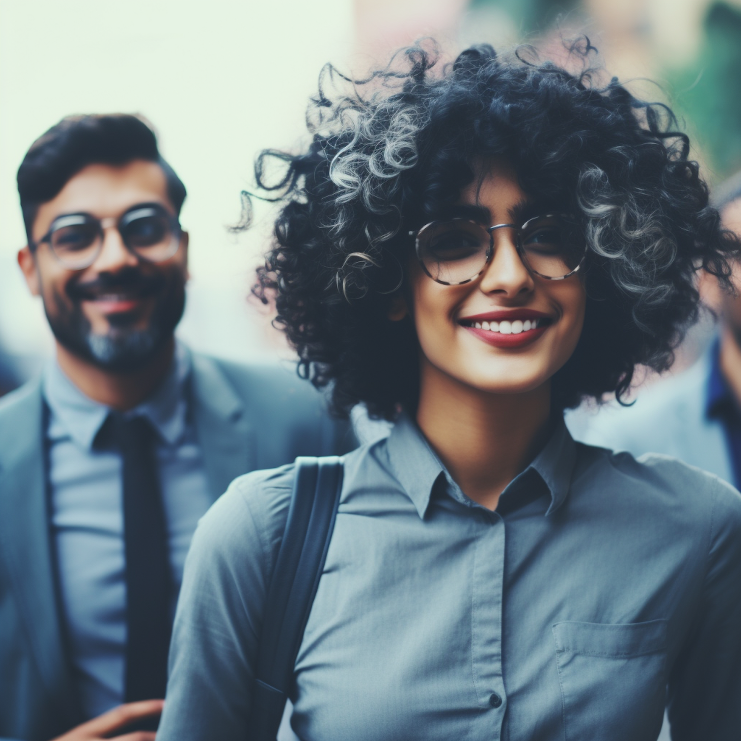 Professional Joy: A Candid Portrait with Smiling Colleagues