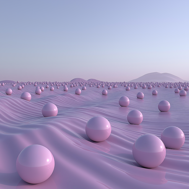 Surreal Pink Spheres Landscape