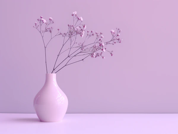 Elegant White Vase with Purple Flowers