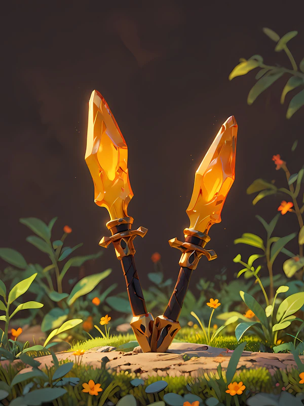 Golden Daggers in Forest