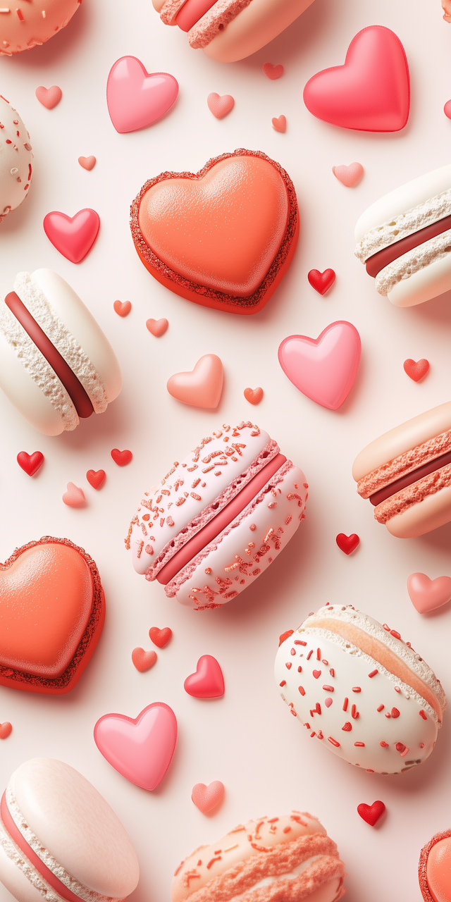 Macarons and Heart Candies