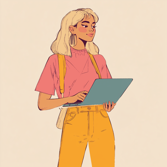 Trendy Young Woman with Laptop