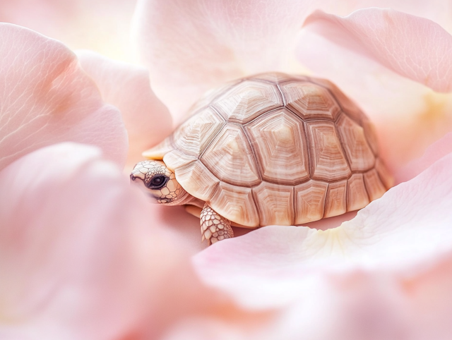 Tortoise in Pink Petals