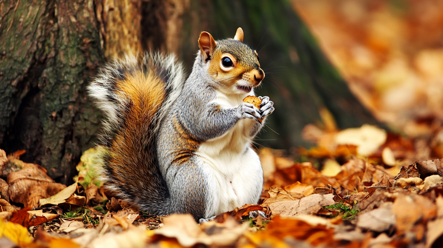 Squirrel with Nut in Autumn