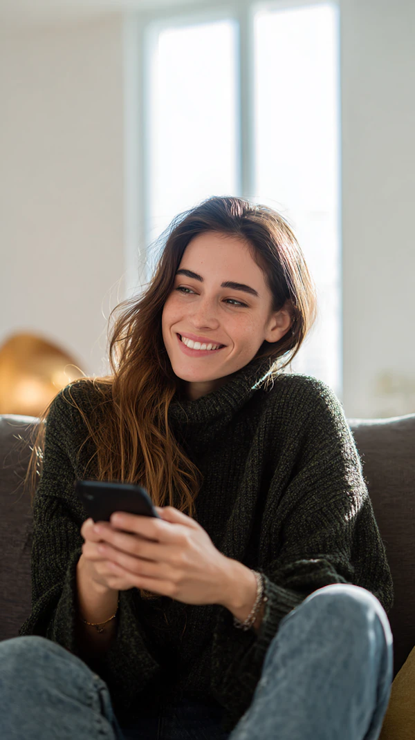 Woman Relaxing with Phone
