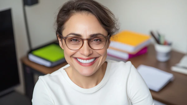 Smiling Woman in Office