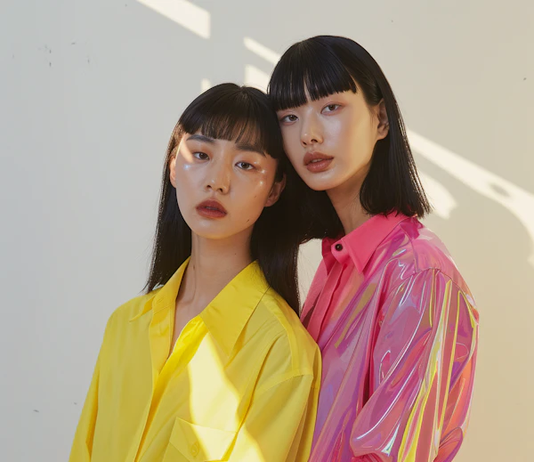 Two Women in Contrasting Outfits
