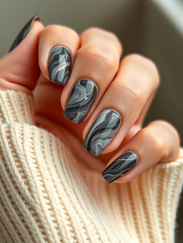 Marble Nail Art Close-Up