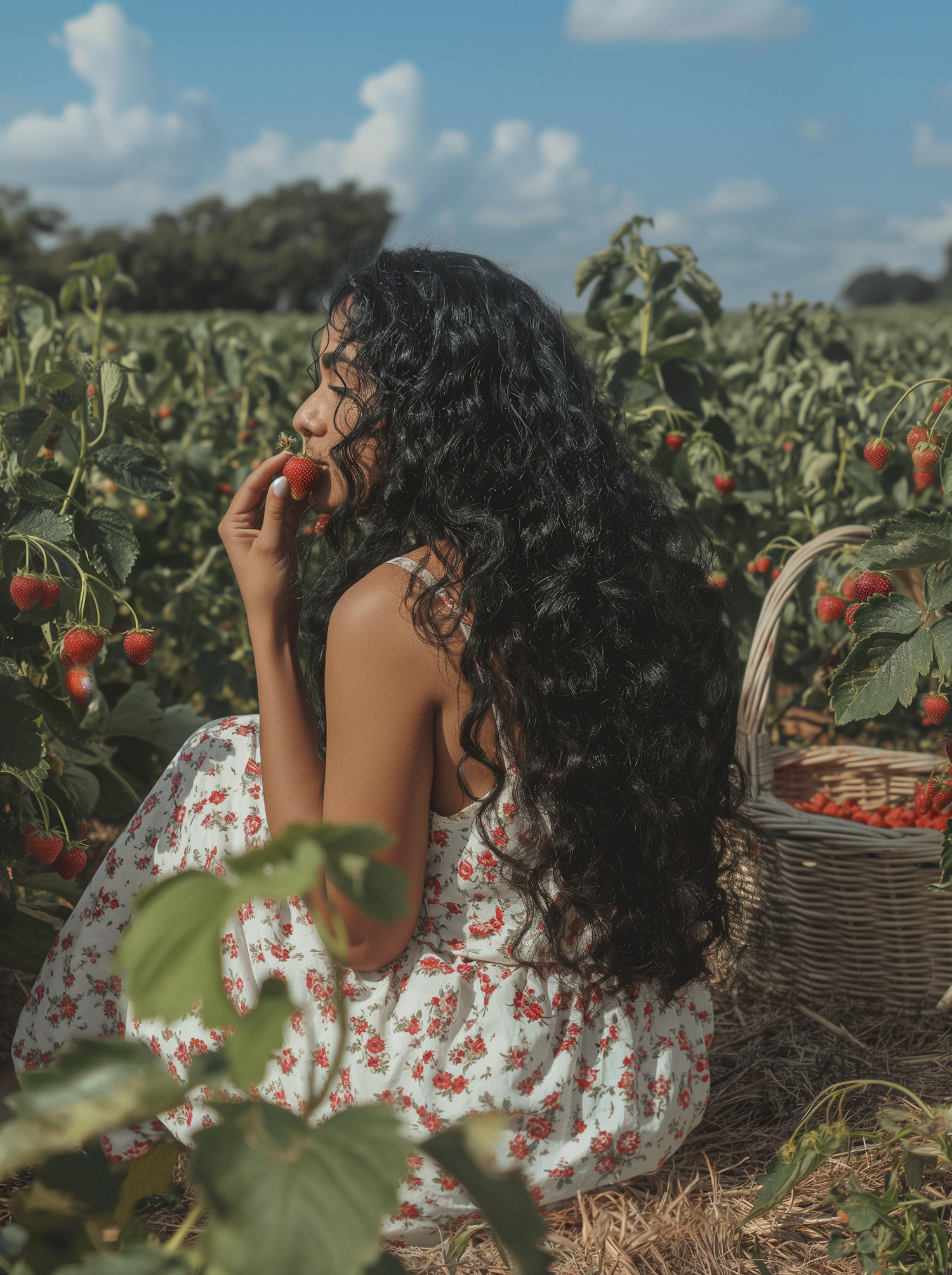 Serene Strawberry Field Moment