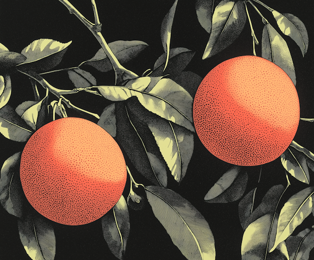 Stylized Orange Branch Illustration