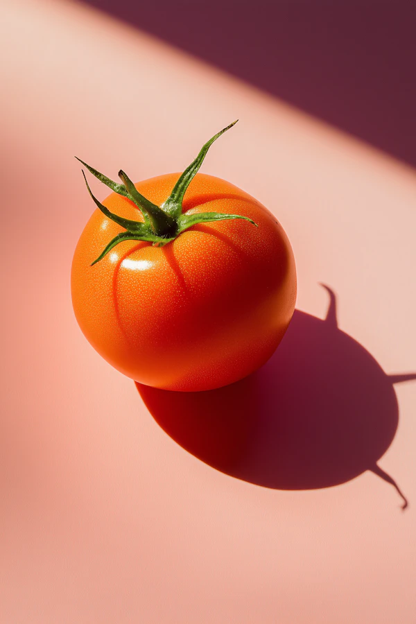Vibrant Orange Tomato on Pink Background