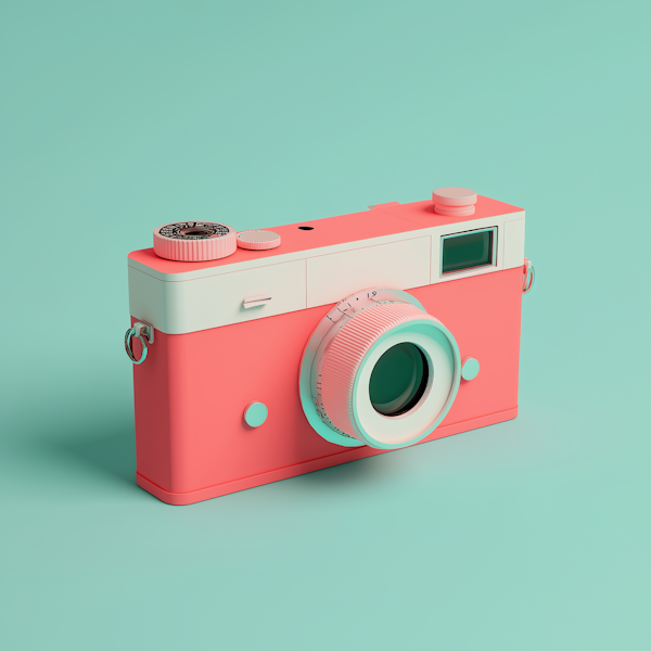 Vintage-Inspired Camera on Teal Background