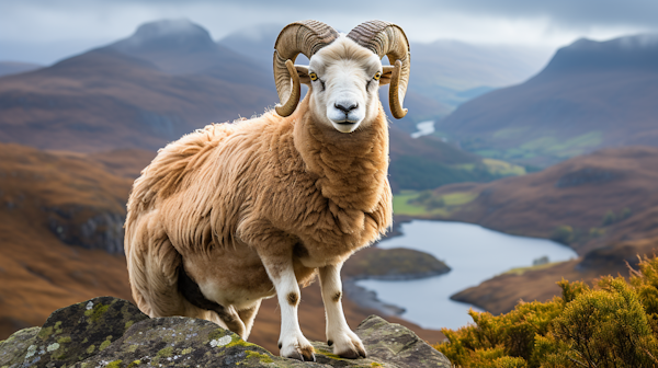 Majestic Mountain Ram in Autumn Valley