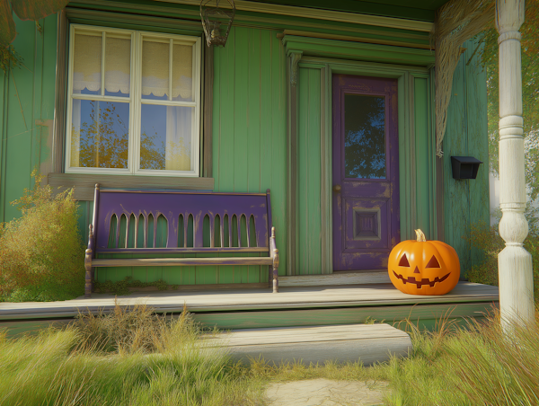 Quaint Halloween Porch Scene