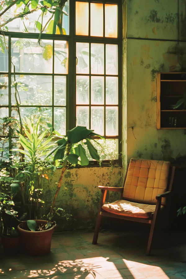 Serene Indoor Setting with Plants