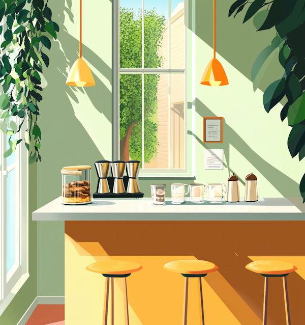 Serene Sunlit Kitchen Scene