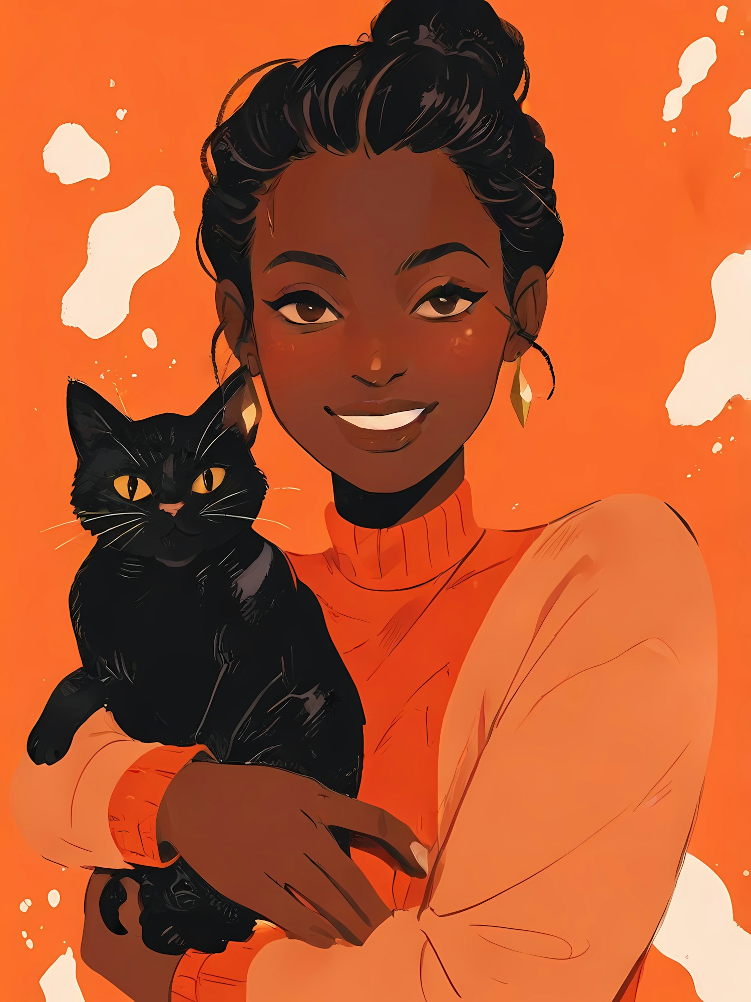 Woman with Black Cat