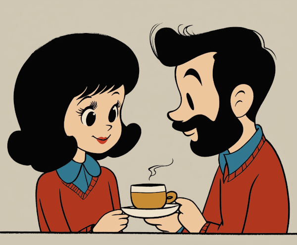 Intimate Coffee Moment Illustration