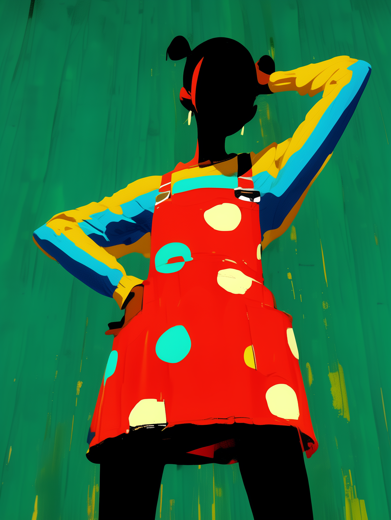 Stylized Figure in Polka Dot Dress