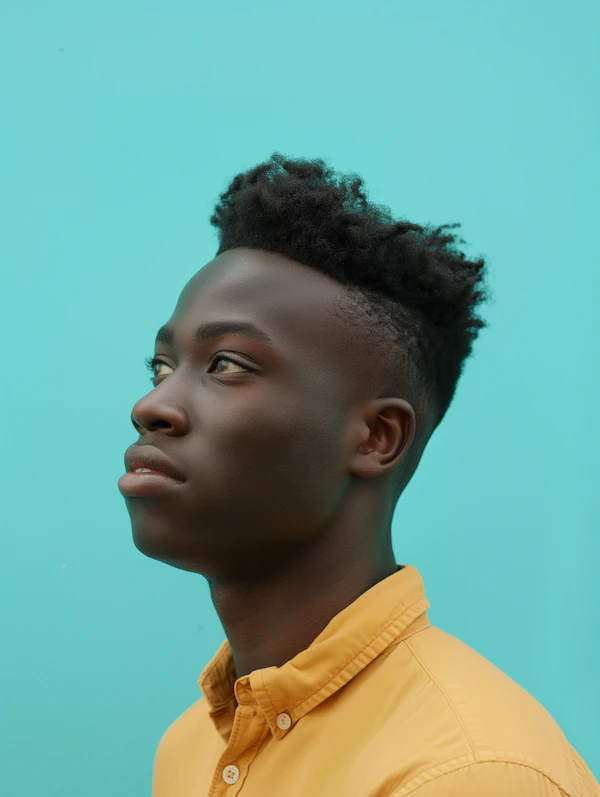 Contemplative Portrait in Contrasting Colors