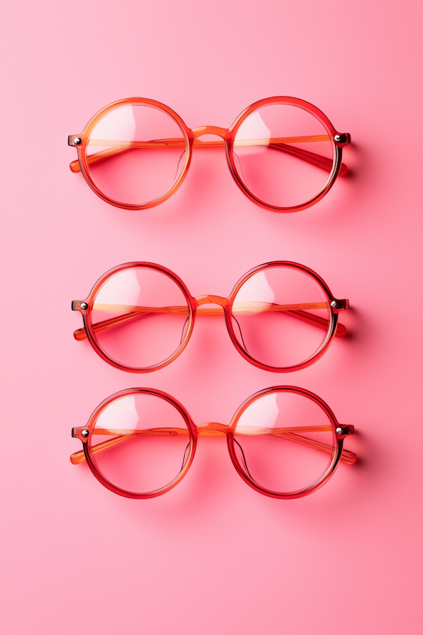 Orange Eyeglasses in a Row