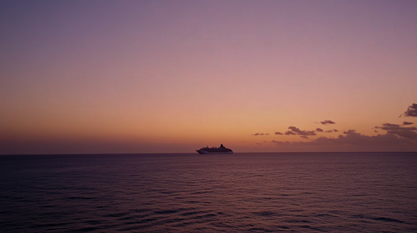 Serene Ocean Sunset with Cruise Ship