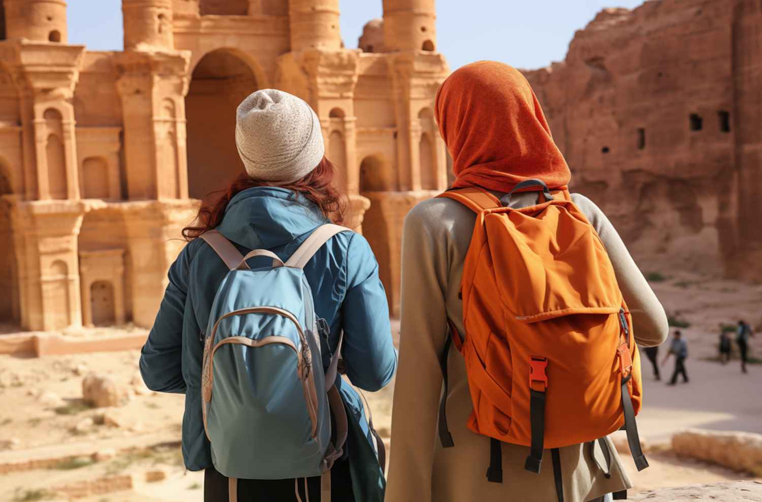 Tourists Admiring Ancient Ruins